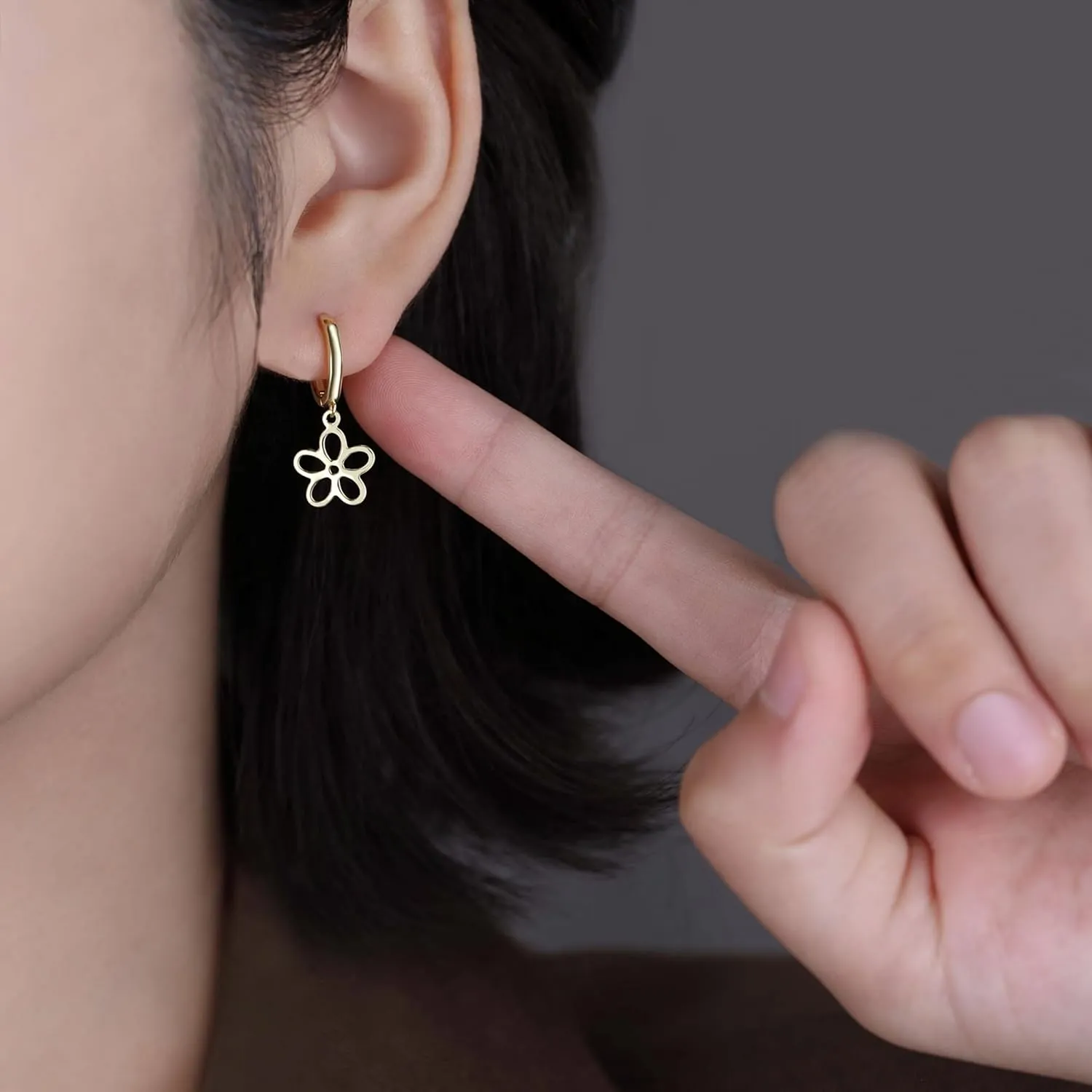 SLUYNZ Solid 925 Sterling Silver Flower Hoop Earrings for Women Teens Hollow Flower Hoop Earrings Huggie