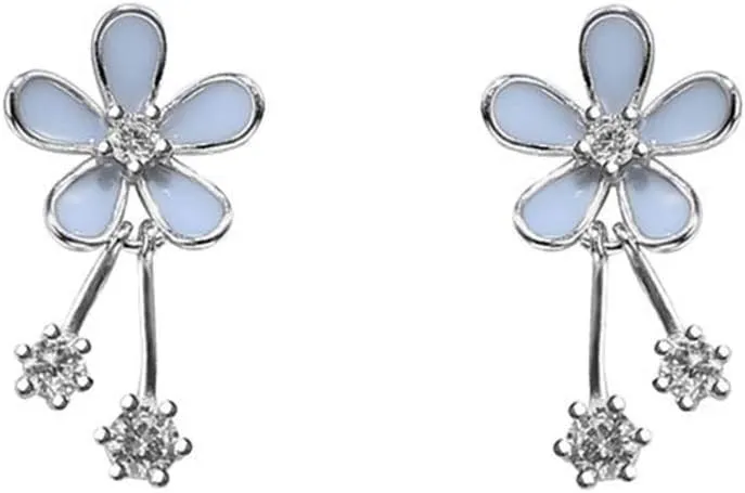 SLUYNZ Solid 925 Sterling Silver Pretty Flowers Earrings Studs for Women Teens Elegant CZ Flowers Studs Earrings
