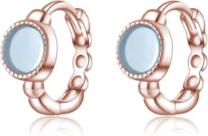 SLUYNZ Solid 925 Sterling Silver Synthetic Blue Gemstone Hoop Earrings for Women Teens Aquamarine Hoop Earrings Huggie