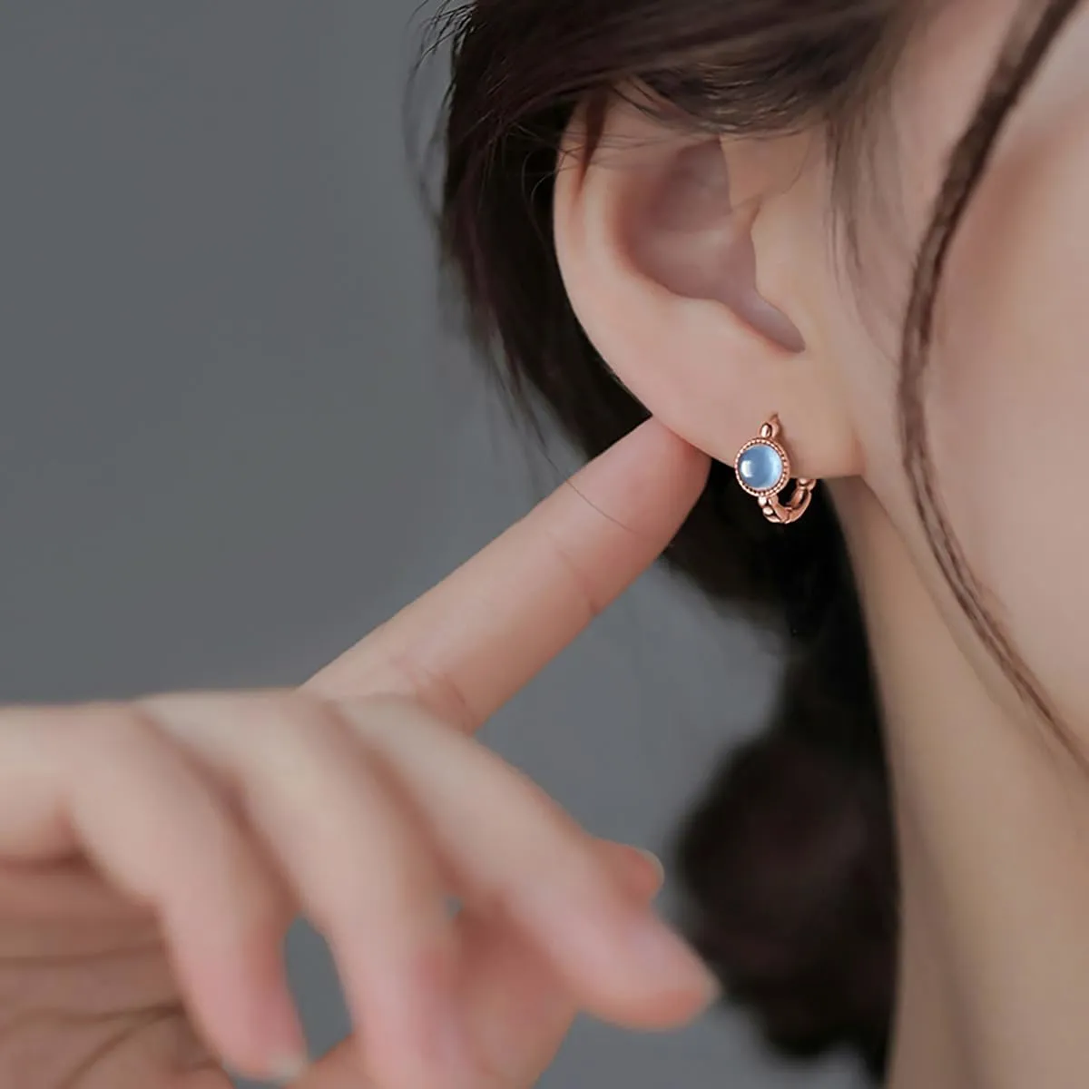 SLUYNZ Solid 925 Sterling Silver Synthetic Blue Gemstone Hoop Earrings for Women Teens Aquamarine Hoop Earrings Huggie