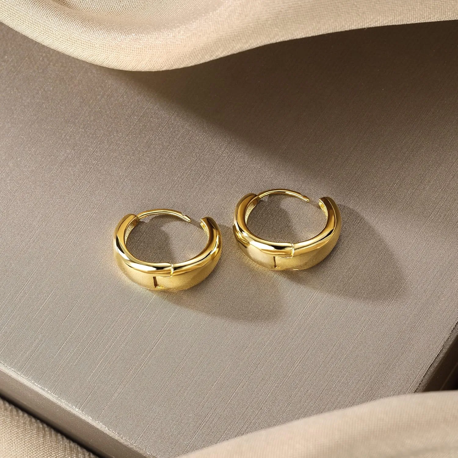 SLUYNZ Solid 925 Sterling Silver Waterdrop Hoop Earrings for Women Teens Teardrop Hoop Earrings Gold Chunky Hoop Earrings Half Hoop Earrings
