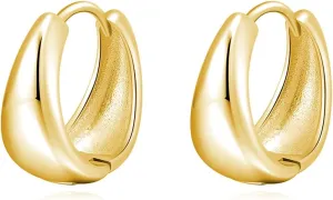 SLUYNZ Solid 925 Sterling Silver Waterdrop Hoop Earrings for Women Teens Teardrop Hoop Earrings Gold Chunky Hoop Earrings Half Hoop Earrings