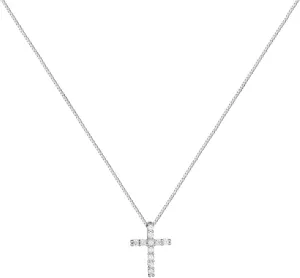 Small Cross Necklaces for Women Simulated Diamond Cross Pendant Dainty Necklace Cubic Zirconia Cross Necklace Silver