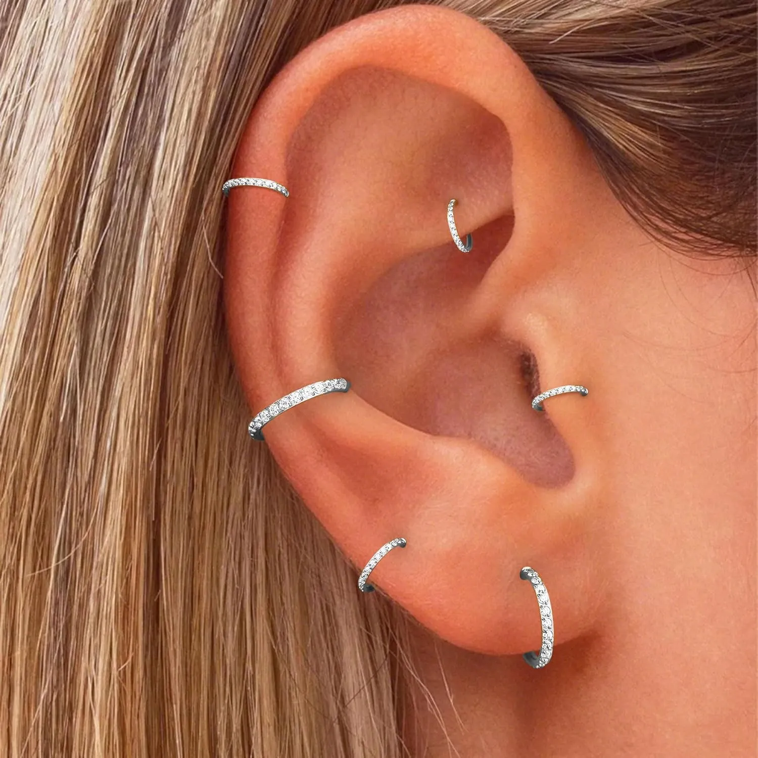 Small Gold Hoop Cartilage Earrings For Women Huggie Helix Conch Piercing Jewelry Hypoallergenic Titanium 14k Gold Plated Silver CZ Surgical Steel Sets