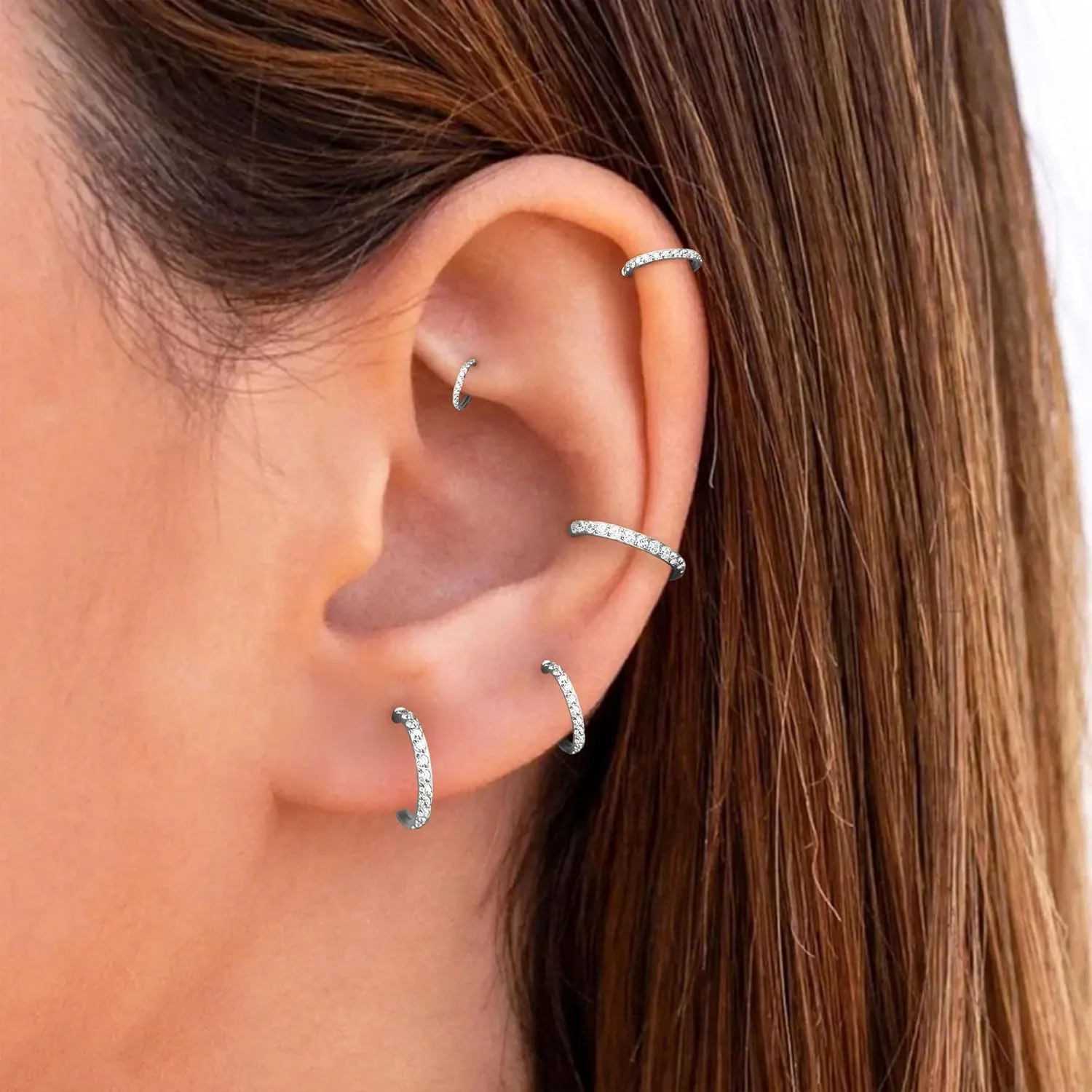 Small Gold Hoop Cartilage Earrings For Women Huggie Helix Conch Piercing Jewelry Hypoallergenic Titanium 14k Gold Plated Silver CZ Surgical Steel Sets