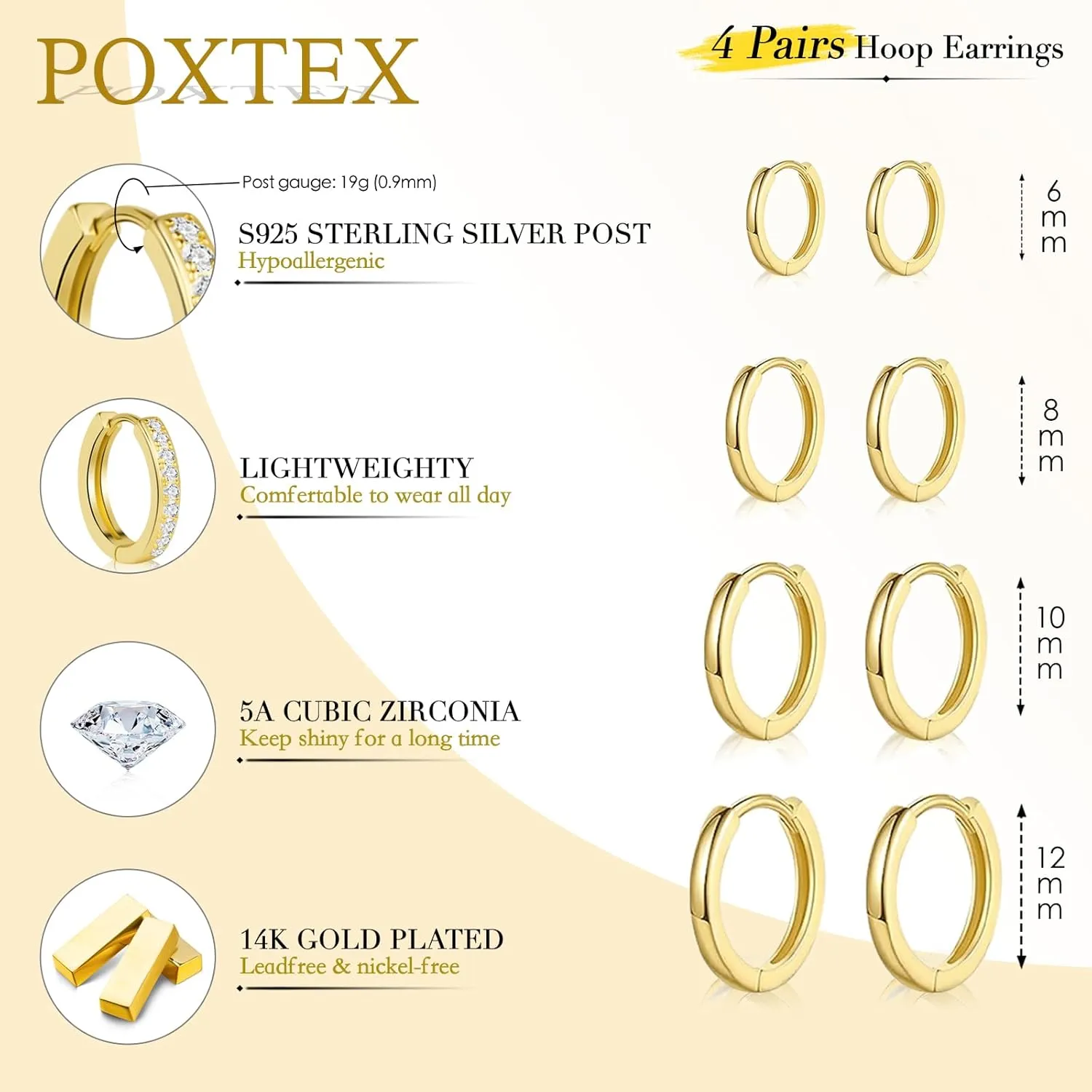 Small Gold Huggie Hoop Earrings Set for Women Men Hypoallergenic 14K Gold Plated Stack Cartilage Earrings, Multiple Piercing Lightweight Mini Thin Cute Dainty Trendy Clip On Jewelry Set Gifts for Women