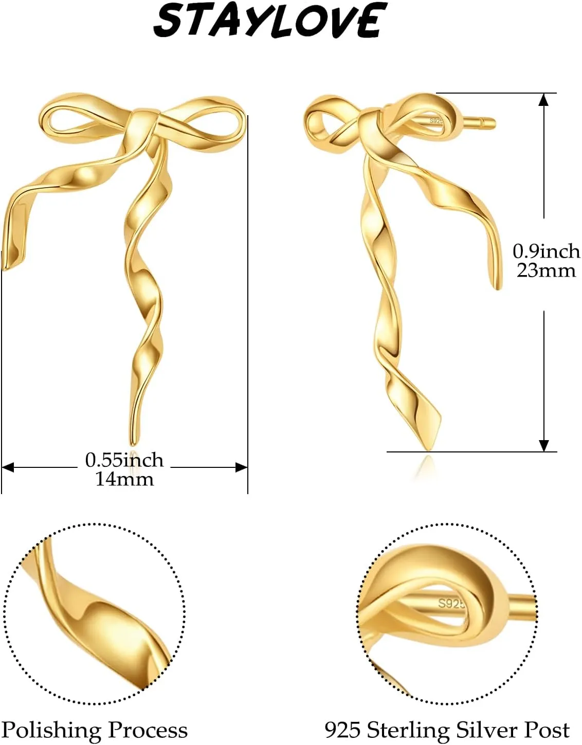Small Gold Silver Pearl Bow Earrings for Women Trendy 925 Sterling Silver Post Dainty 14k Gold Plated Bow Dangle Earrings for Women