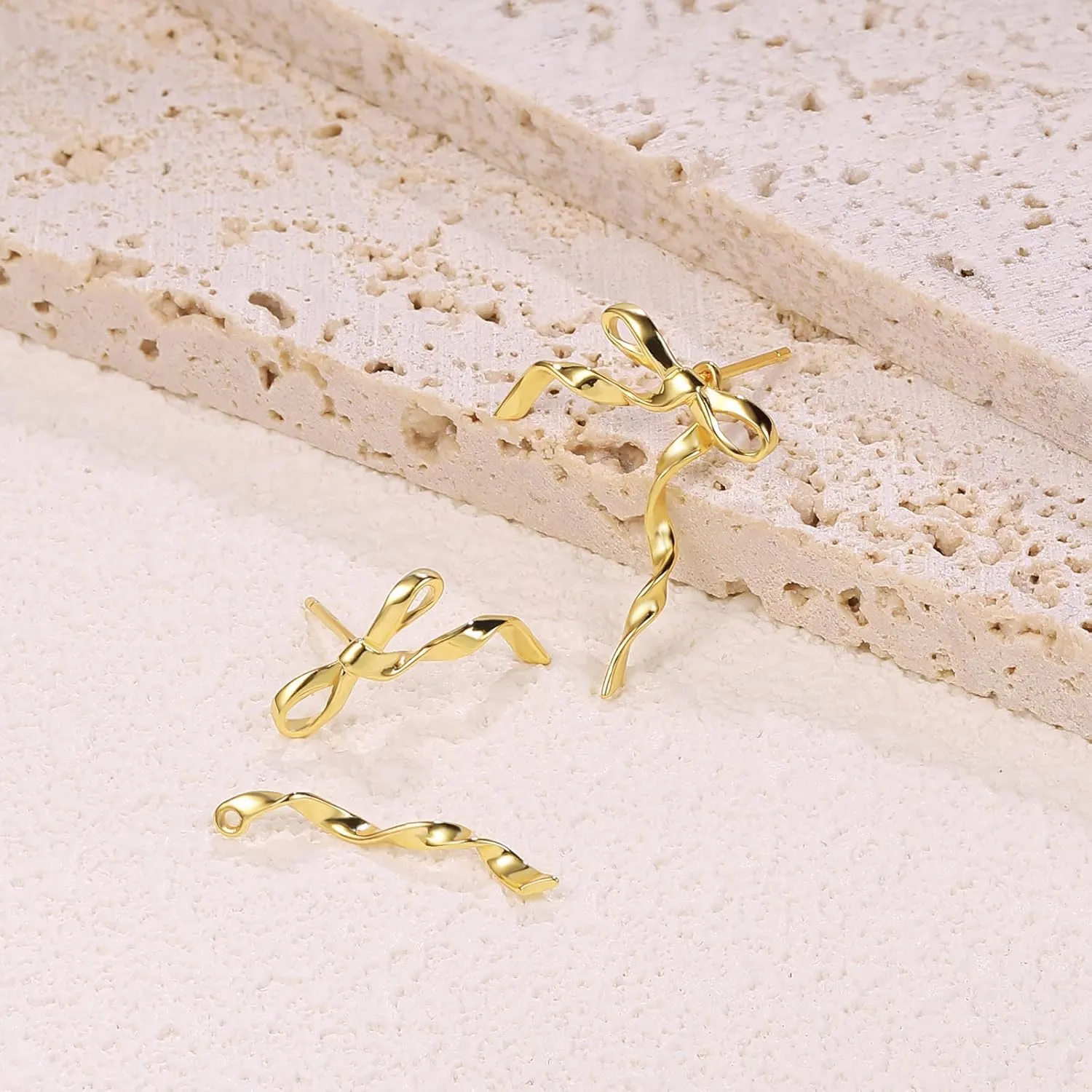 Small Gold Silver Pearl Bow Earrings for Women Trendy 925 Sterling Silver Post Dainty 14k Gold Plated Bow Dangle Earrings for Women