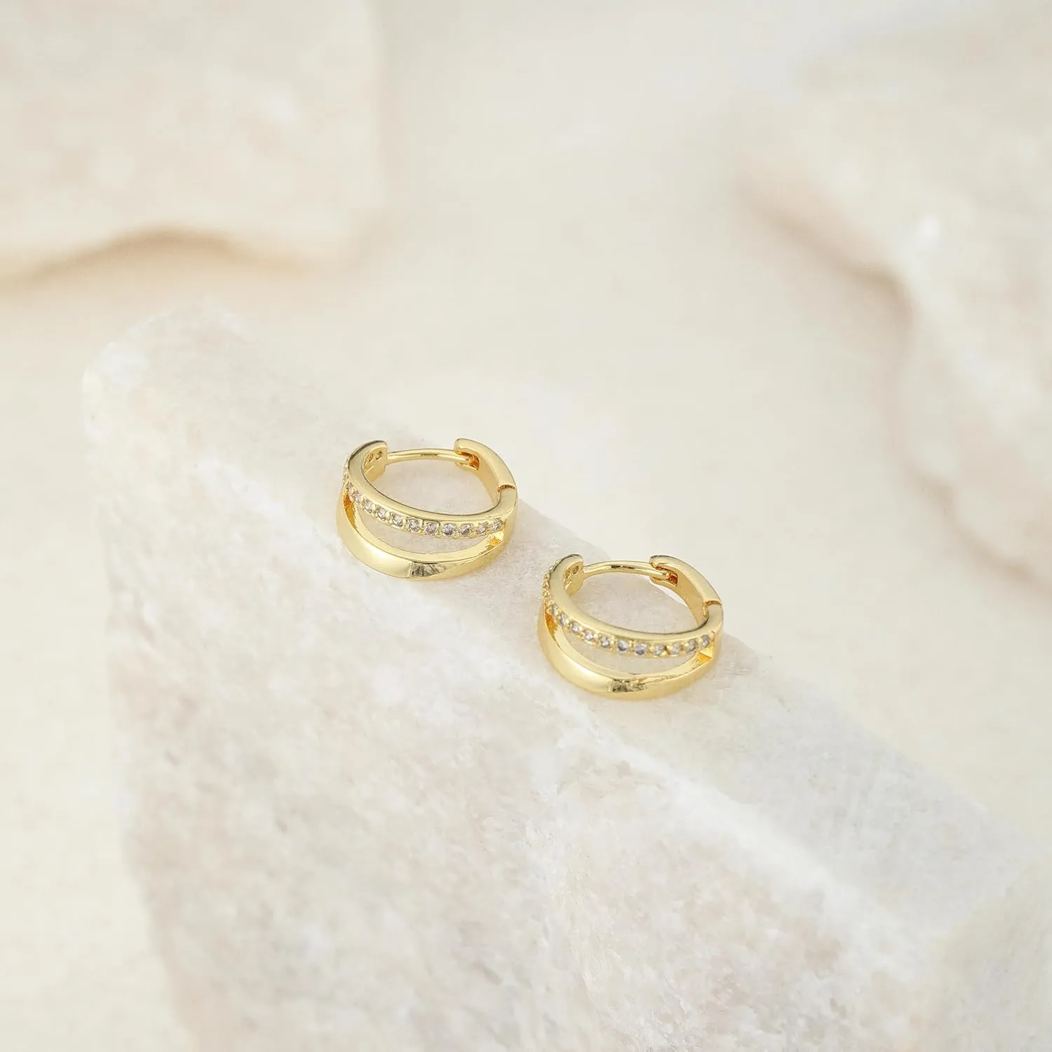Small Hoop Earrings for Women,14K Gold/Sterling Silver Plated CZ Huggie Earrings Simple Minimalism Earrings Stud Dainty Diamond Earrings