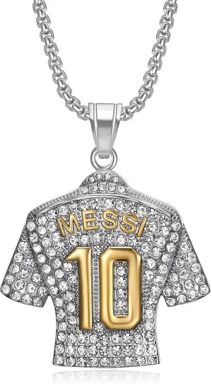 Soccer Jersey Youth Necklace, Football Jersey Kids Number 10 Necklace, Soccer Necklaces for Boys Mens Fans