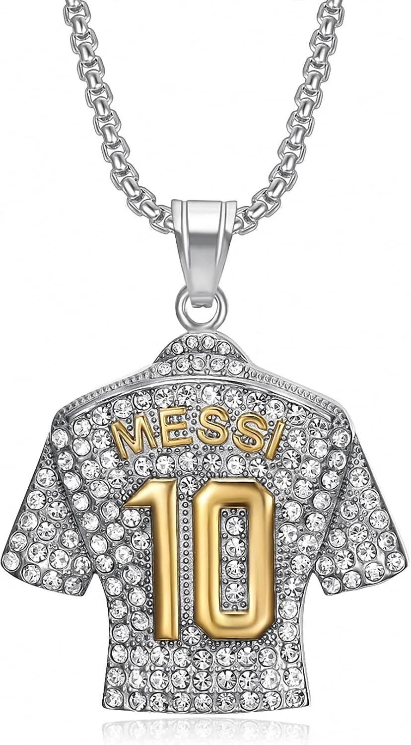 Soccer Jersey Youth Necklace, Football Jersey Kids Number 10 Necklace, Soccer Necklaces for Boys Mens Fans