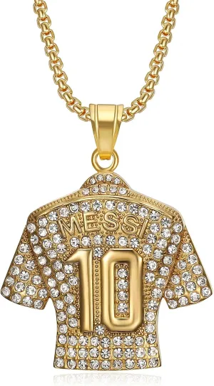 Soccer Jersey Youth Necklace, Football Jersey Kids Number 10 Necklace, Soccer Necklaces for Boys Mens Fans