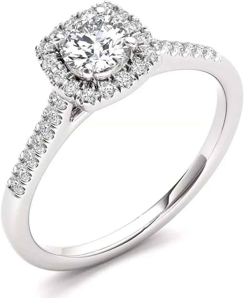 Solid 10K/14K/18K White Gold Engagement Ring for Women 1.5 Carat (ctw) Moissanite Engagement Ring Wedding Ring Jewelry Gifts for Her Personalized Any Name