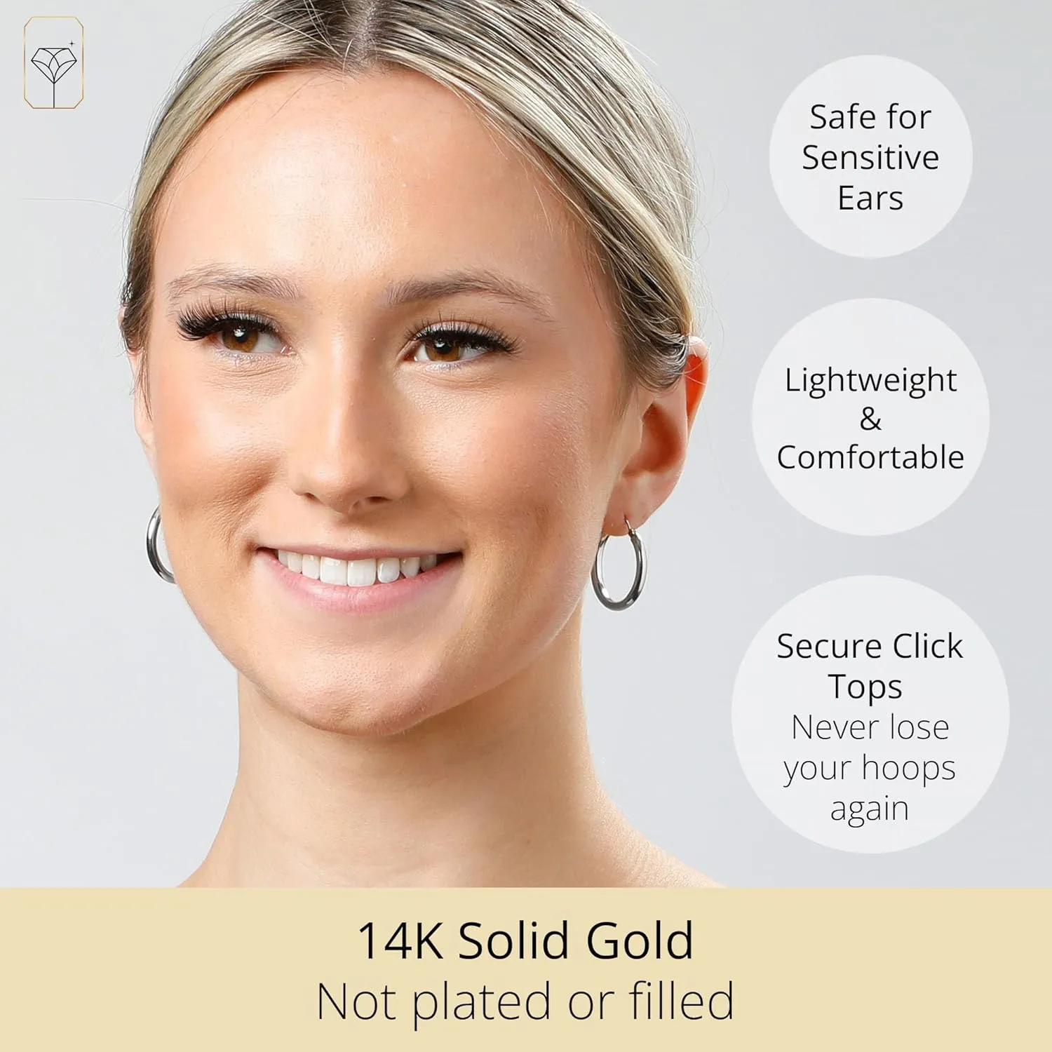 Solid 14k Gold Hoop Earrings for Women | 14k Yellow Gold or White Gold Hoop Earrings with Click Tops | Small to Large (0.75, 1.2, 1 Inch) Gold Earrings for Women 14k Real Gold by MAX   STONE