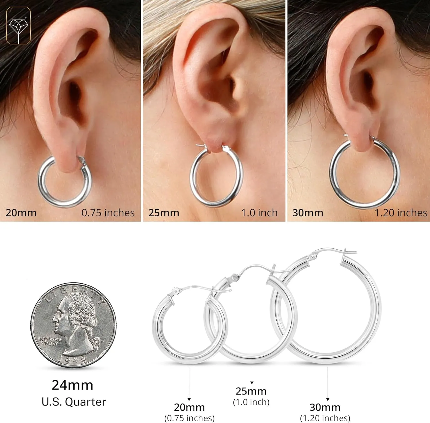 Solid 14k Gold Hoop Earrings for Women | 14k Yellow Gold or White Gold Hoop Earrings with Click Tops | Small to Large (0.75, 1.2, 1 Inch) Gold Earrings for Women 14k Real Gold by MAX   STONE