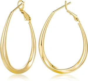 SPLIM Oval Hoop Earrings for Women, 14k gold, No Gemstone