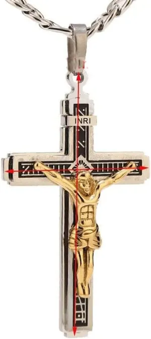 Stainless Steel Religious Crucifix Jesus Cross Necklace Pendant Multilayer Jesus Christ Crucifix Necklaces with 24'' Chain (Large)