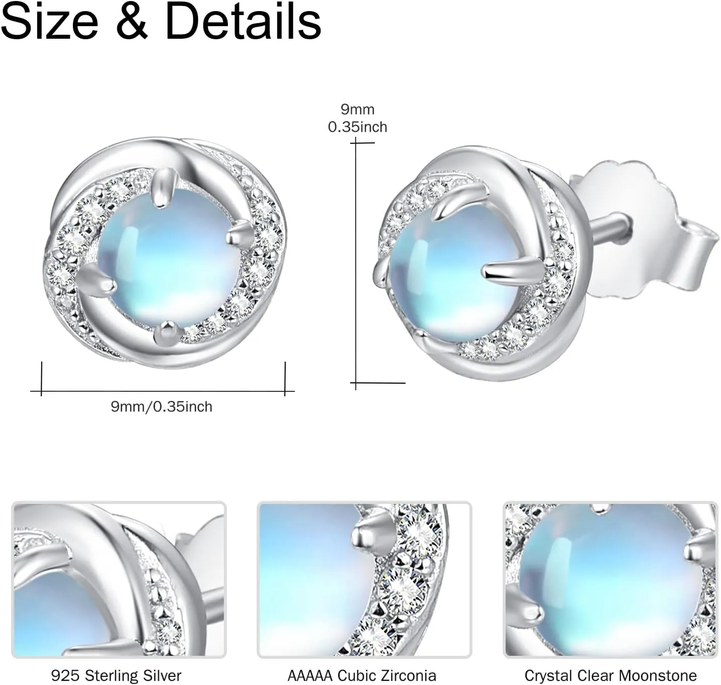 Star/Planet/Panda/Whale/Heart Earrings for Women 925 Sterling Silver Star Earrings with Moonstone/Birthstone/Opal Star Jewelry Gifts for Women