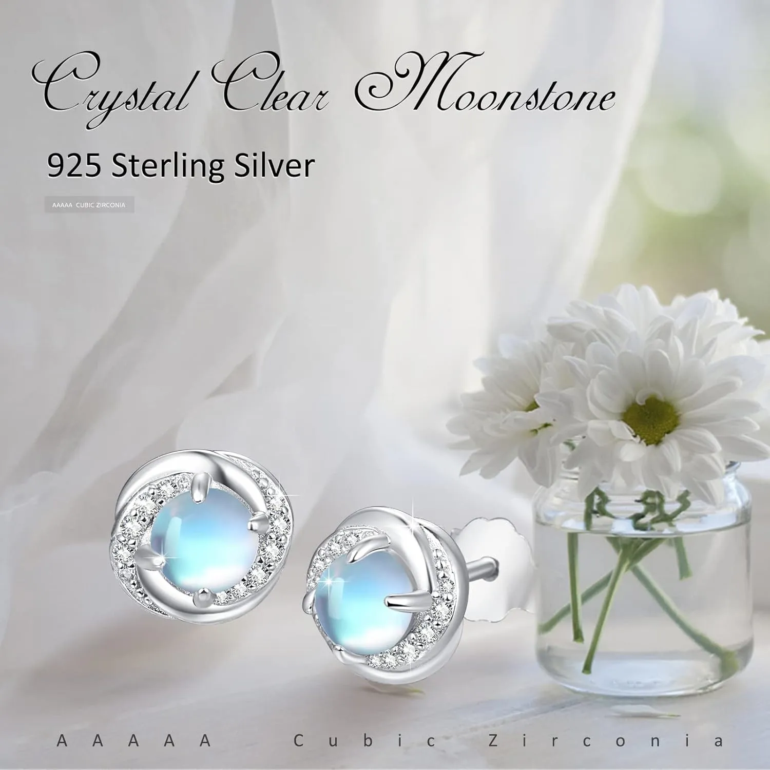 Star/Planet/Panda/Whale/Heart Earrings for Women 925 Sterling Silver Star Earrings with Moonstone/Birthstone/Opal Star Jewelry Gifts for Women
