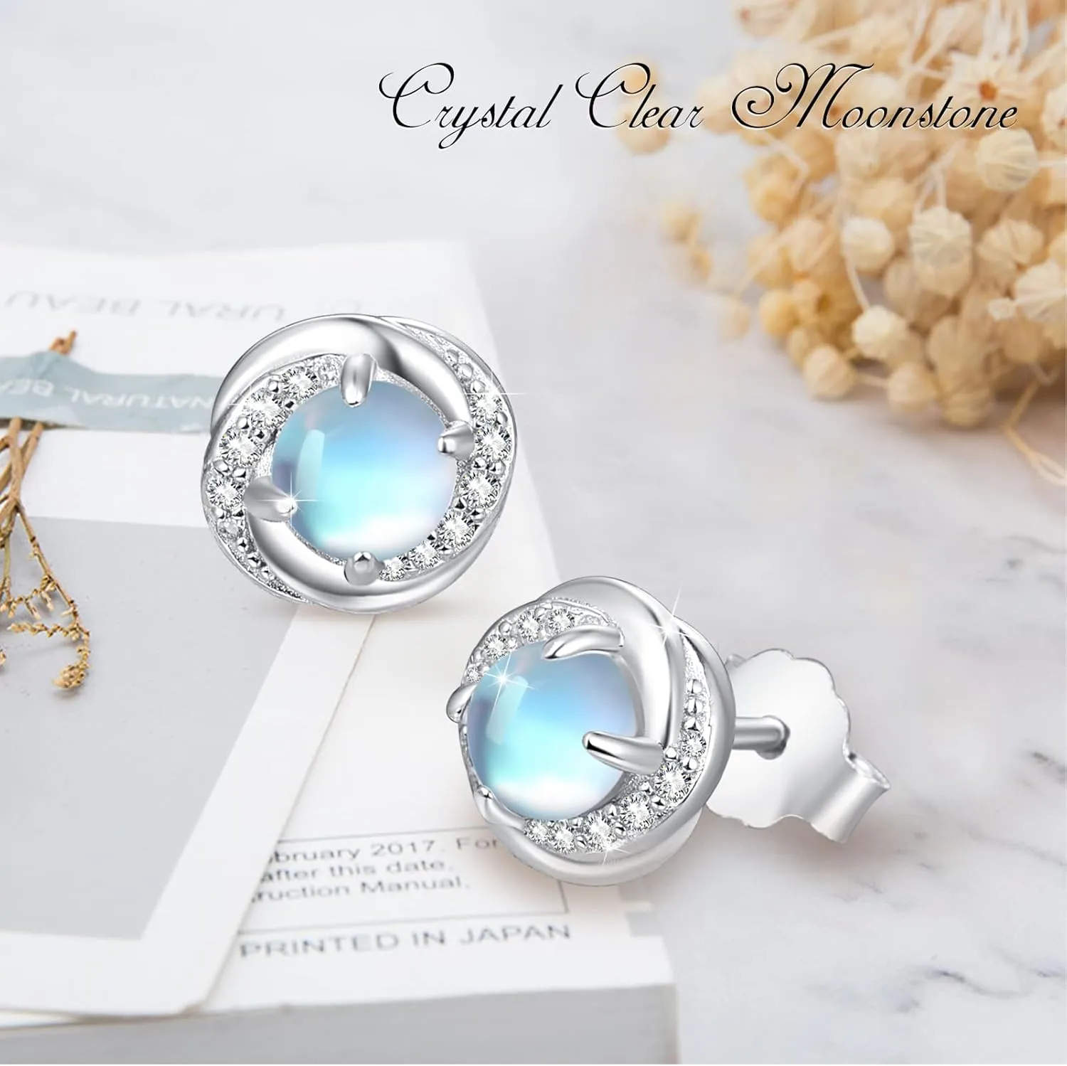 Star/Planet/Panda/Whale/Heart Earrings for Women 925 Sterling Silver Star Earrings with Moonstone/Birthstone/Opal Star Jewelry Gifts for Women
