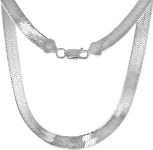 Sterling Silver 7mm Herringbone Necklaces & Bracelets for Women and Men Beveled Edges Nickel Free Italy 7-30 inch
