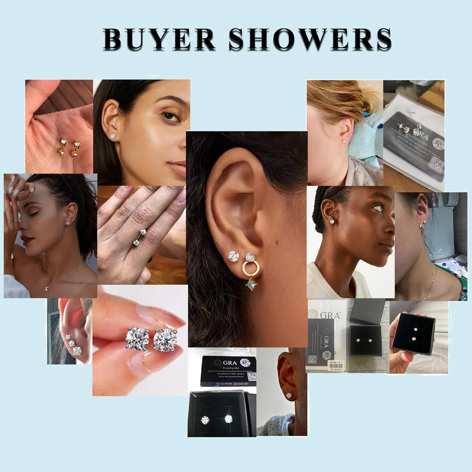 Sterling Silver Moissanite Stud Earrings - D Color VVS1 Brilliant Round Cut Lab Grown - S925 Friction-Back With Authenticity Certificate 1Ct 2Ct 3Ct