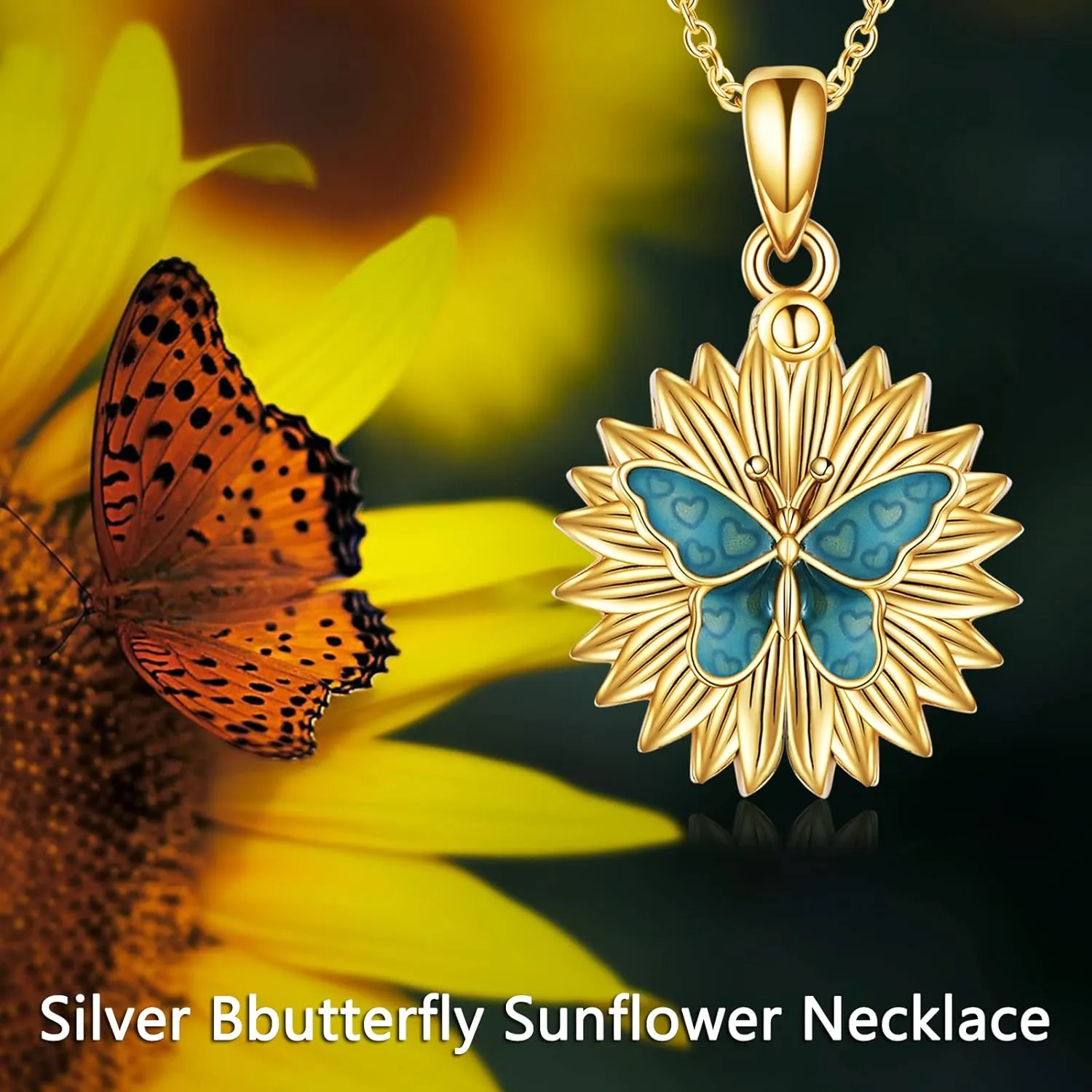 Sterling Silver Sunflower Locket Necklace You Are My Sunshine Engraved Pendant Necklaces Anniversary Jewelry for Her