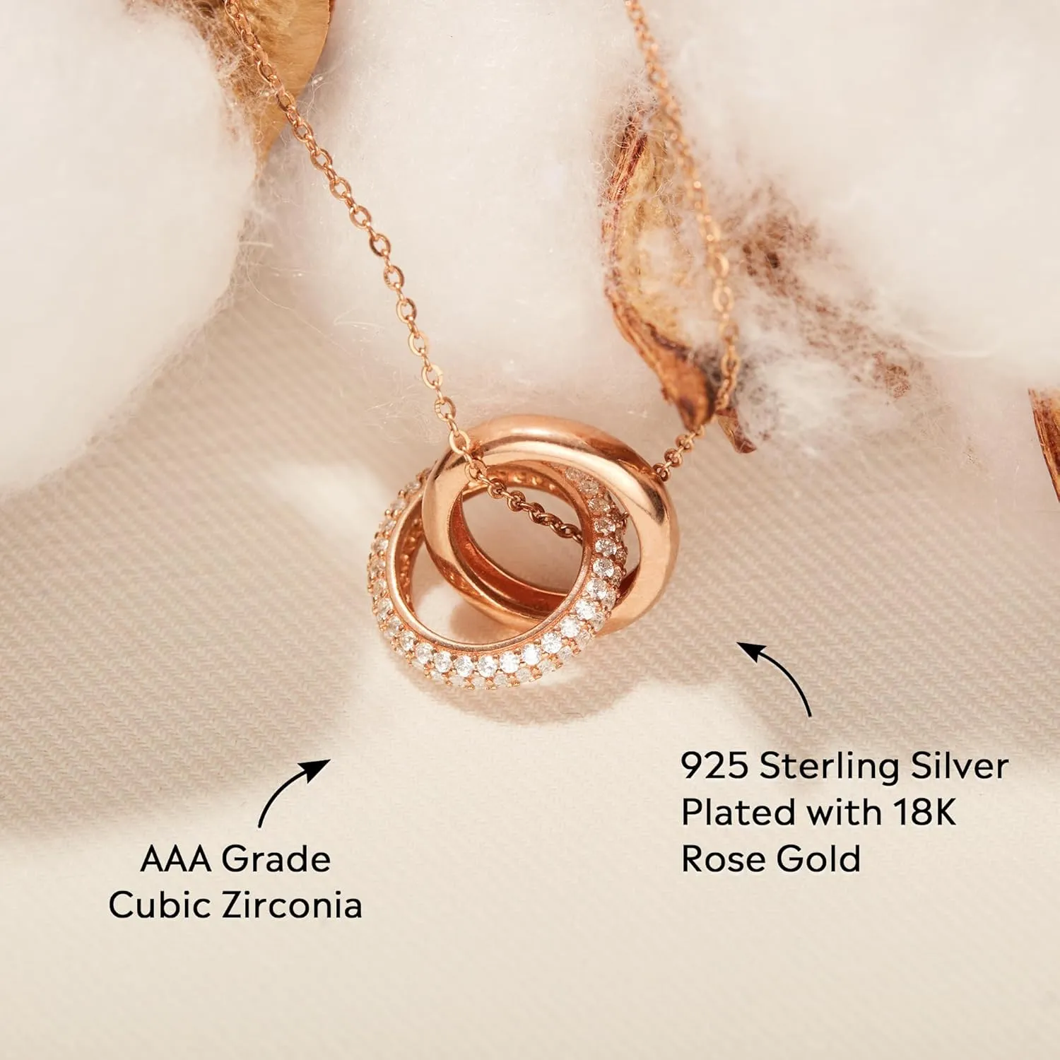 STORYJEWELLERY Rose Gold Necklaces for Women, Gifts for Women, Birthday Gifts for Mom Daughter Sister and Friends, Friendship Necklace, Womens Jewelry