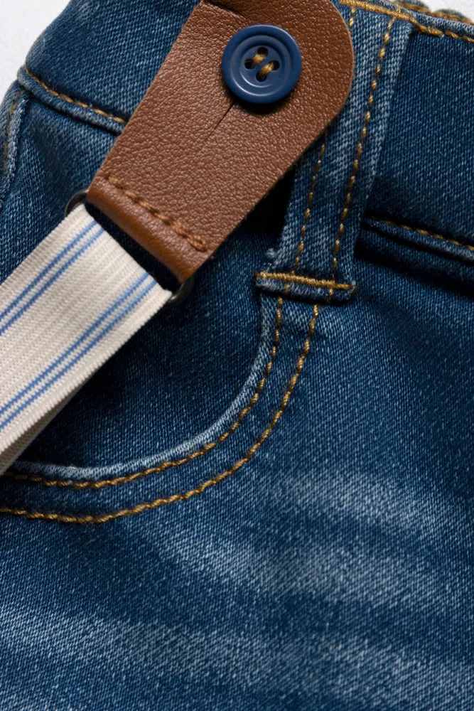 Styled Denim Braced Shorts Indigo Wash