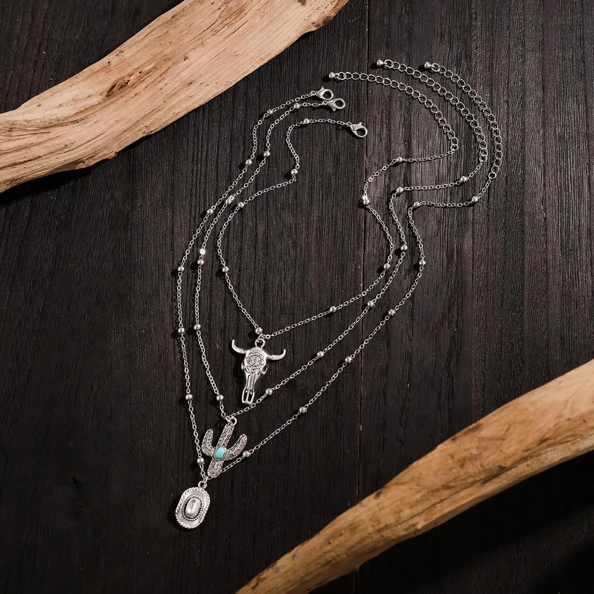 SUNNYOUTH Cowboy Cowgirl Hat Boot Pendant Necklace for Women Western Charm Necklace Layered Leather Boho Choker Necklaces