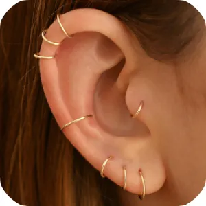 Super Tiny Small Hoop Earrings for Women/Men, Thin Piercing Hoop Ring for Tragus (1 Pair 5mm,20g,14K Gold Filled)
