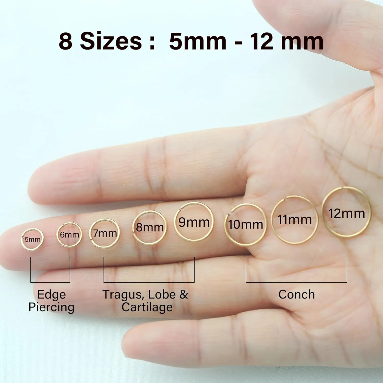 Super Tiny Small Hoop Earrings for Women/Men, Thin Piercing Hoop Ring for Tragus (1 Pair 5mm,20g,14K Gold Filled)
