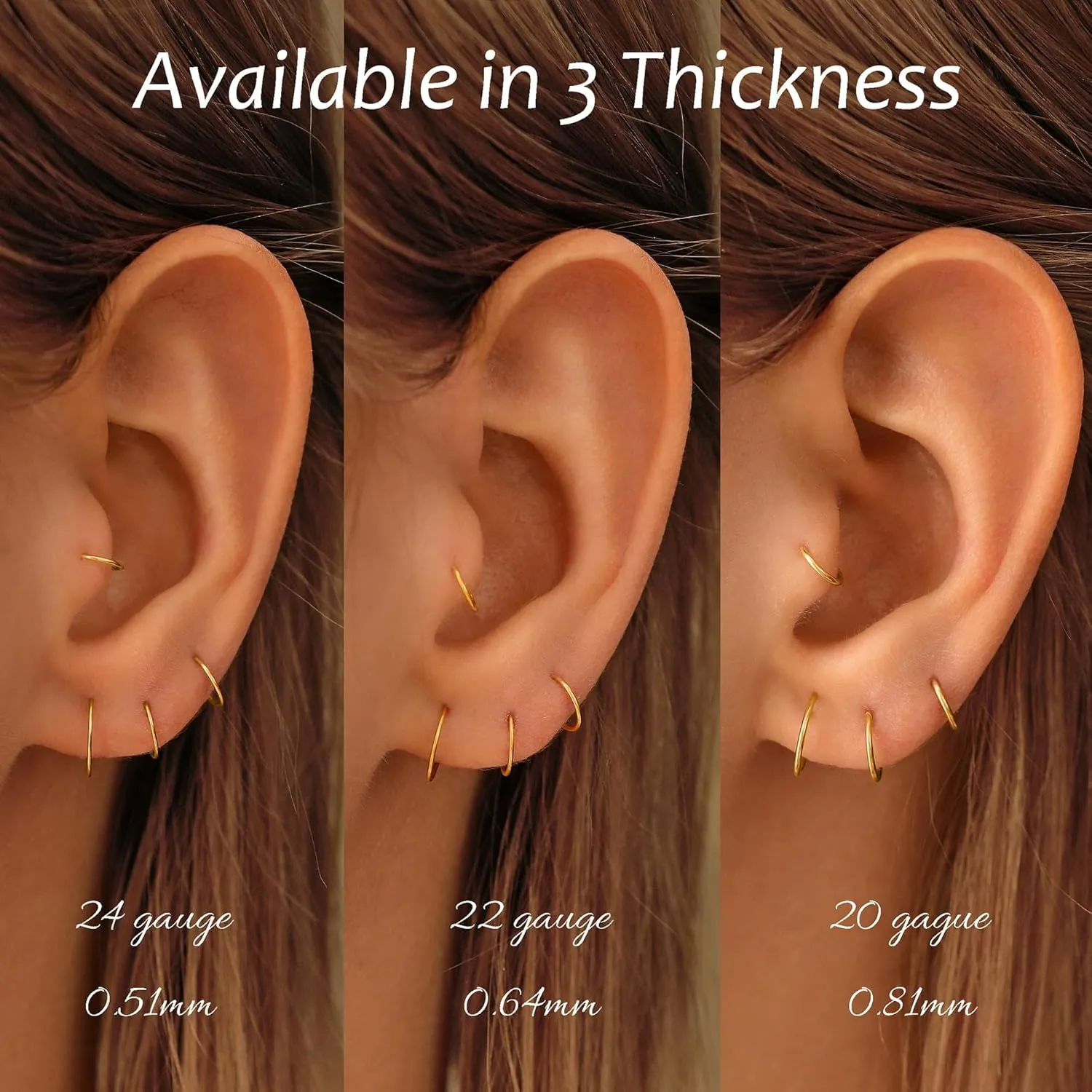 Super Tiny Small Hoop Earrings for Women/Men, Thin Piercing Hoop Ring for Tragus (1 Pair 5mm,20g,14K Gold Filled)