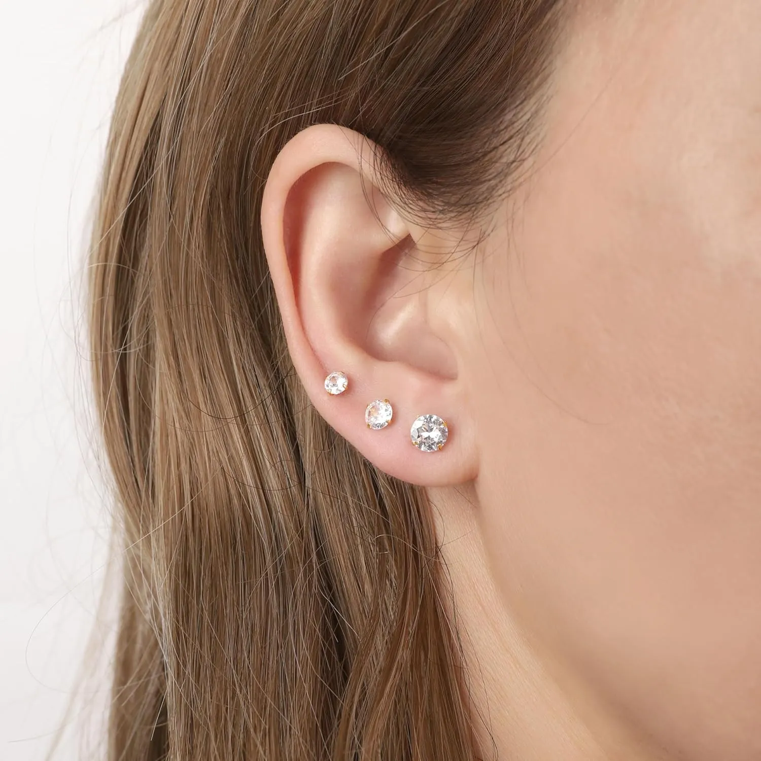 Surgical Steel Earrings Sets for Multiple Piercing Lightweight Small Huggie Hoop Earrings CZ Stud Earrings for Women Trendy Cartilage Hypoallergenic