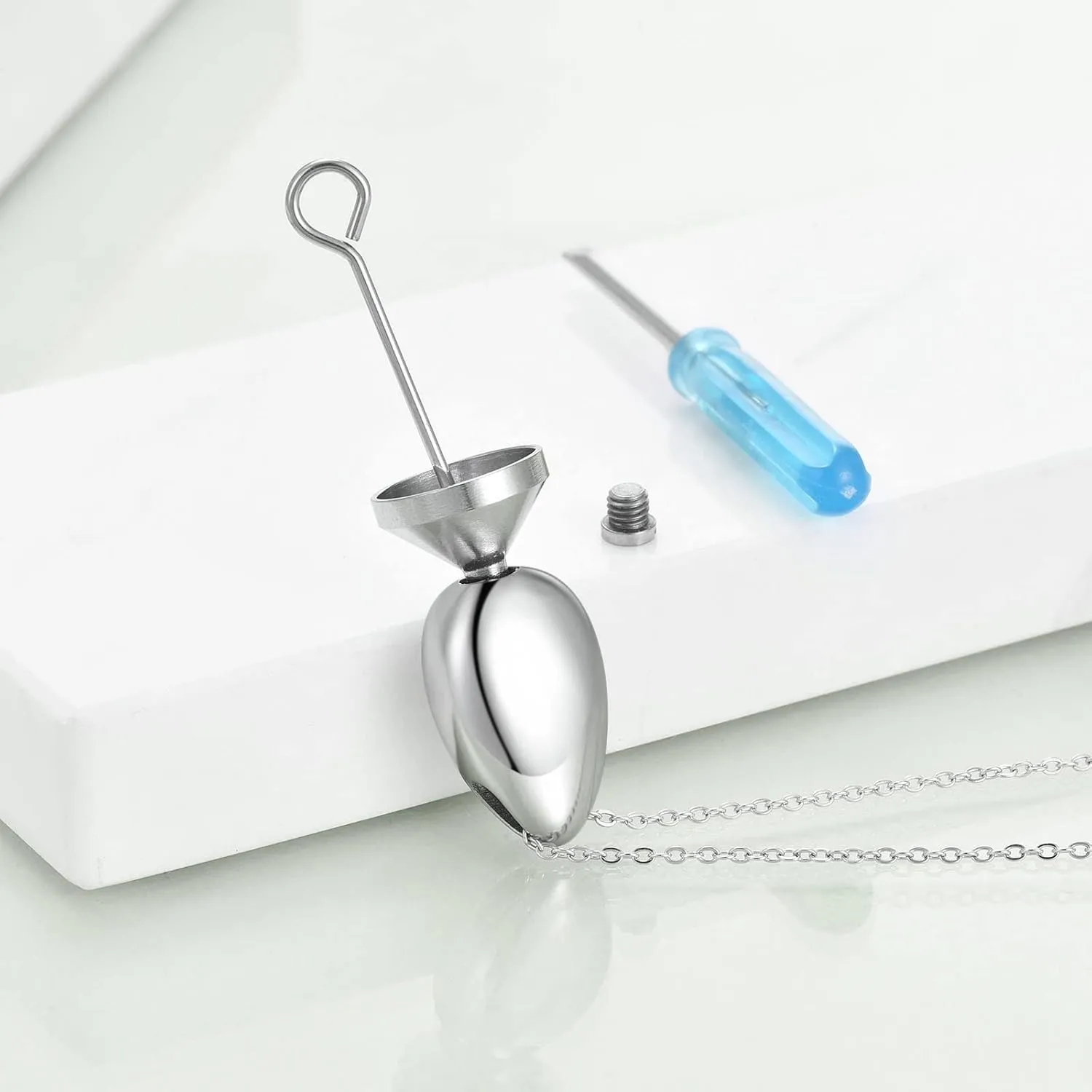 Teardrop Hourglass Urn Necklace for Ashes for Women Sterling Silver Cremation Jewelry Memorial Keepsake Urns Pendant Necklace for Urn Necklaces Ashes
