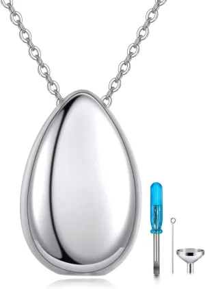 Teardrop Hourglass Urn Necklace for Ashes for Women Sterling Silver Cremation Jewelry Memorial Keepsake Urns Pendant Necklace for Urn Necklaces Ashes