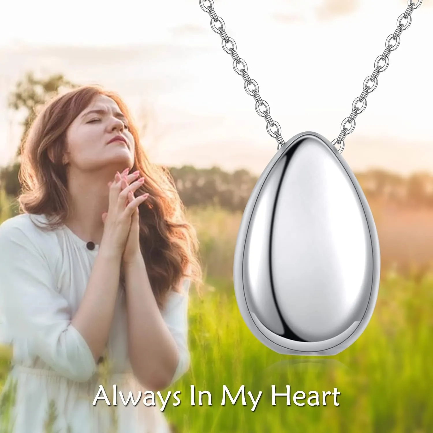 Teardrop Hourglass Urn Necklace for Ashes for Women Sterling Silver Cremation Jewelry Memorial Keepsake Urns Pendant Necklace for Urn Necklaces Ashes