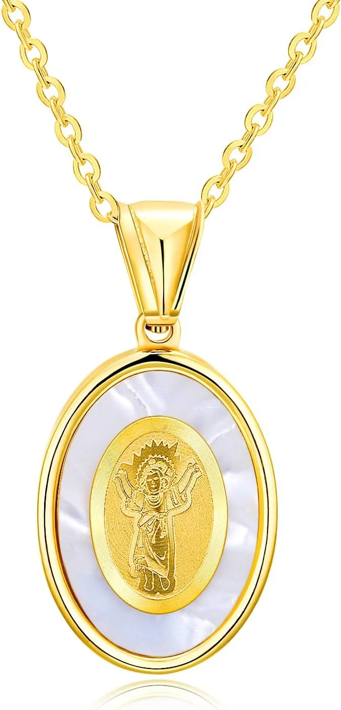 TEMICO Womens 18K Gold Plated Stainless Steel Divino Nio de Colombia Medal Divineinfant Child Jesus Oval Pendant Necklace