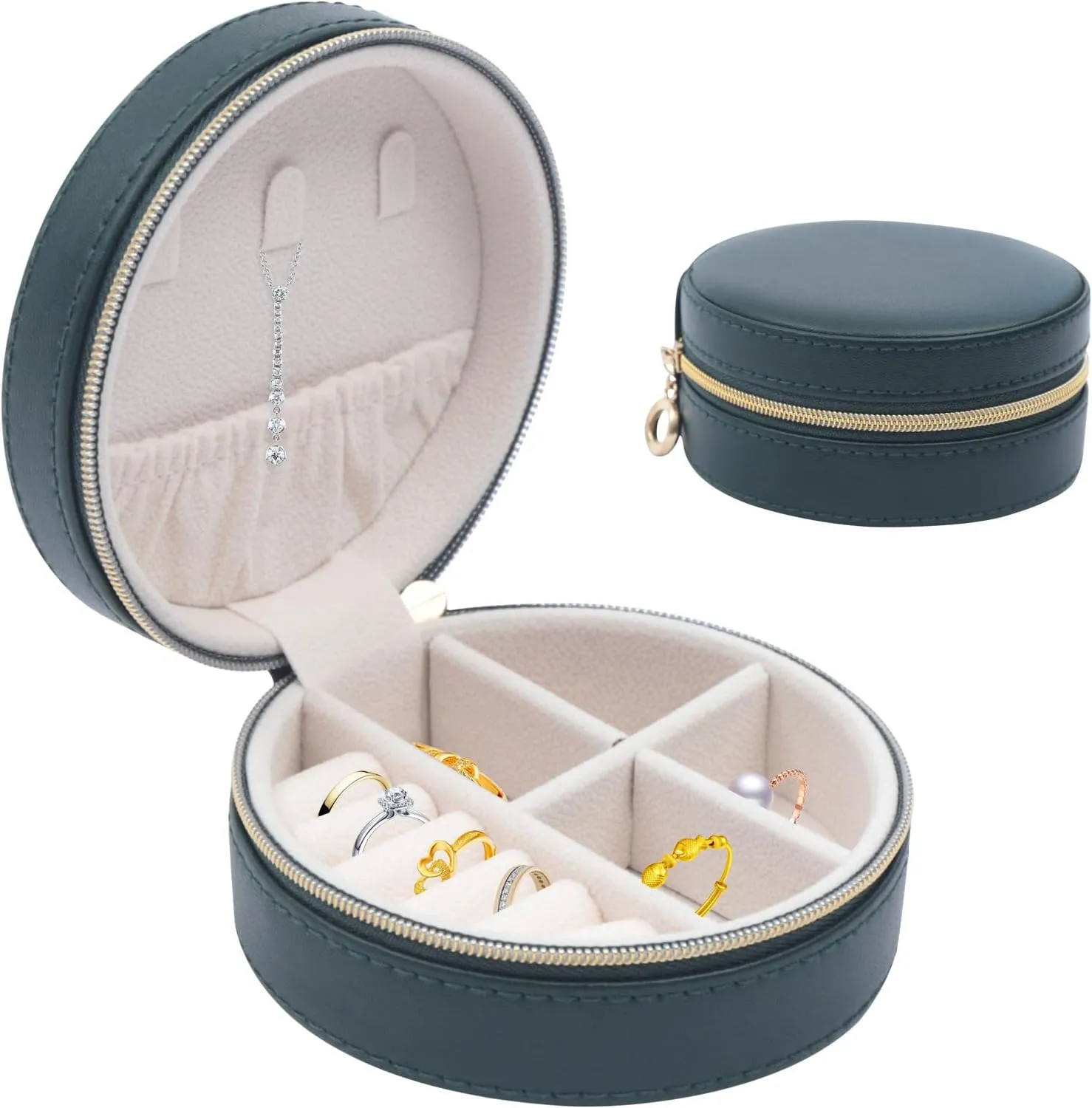 TFCFL Travel Jewelry Case Small Jewelry Box Jewelry Organizer Storage Case, Portable Mini Jewelry Box PU Velvet Jewelry Box, Mini Jewelry Travel Case for Girls Women, Necklace, Rings, Bracelets
