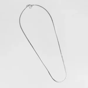 Thin Herringbone Chain Necklace (Silver)