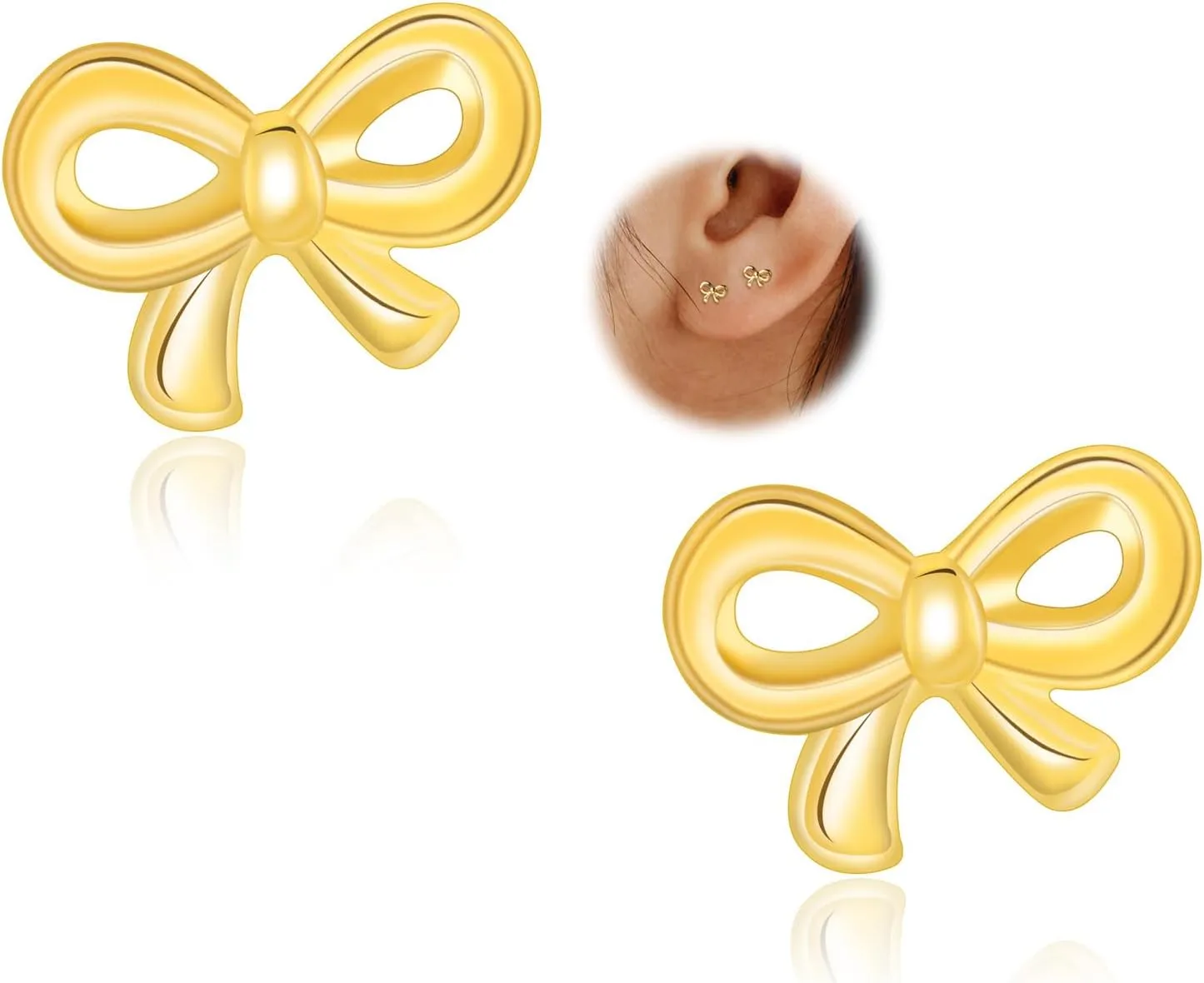 Tiny Bow Earrings for Women Cute Gold Stud Earrings Simple Minimalist Small Dainty Earrings 4mm