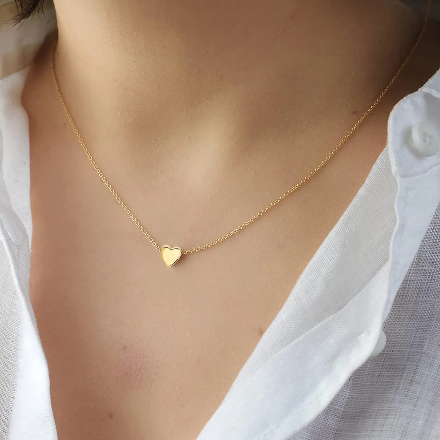 Tiny Gold Heart Choker Necklace,Dainty Cute Initial Heart Pendant Necklace,Rose Necklace,Layered Heart Necklaces for Women,Christmas Gift
