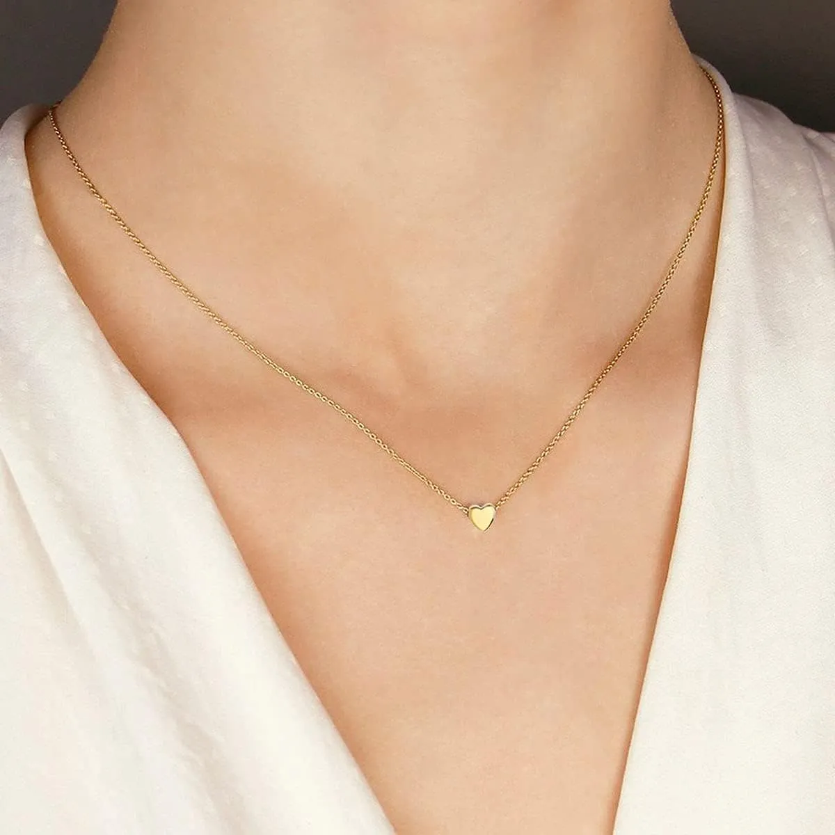 Tiny Gold Heart Choker Necklace,Dainty Cute Initial Heart Pendant Necklace,Rose Necklace,Layered Heart Necklaces for Women,Christmas Gift