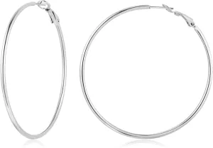 TIZU Big Hoop Earrings for Women Stainless Steel Hypoallergenic 14K Gold/Rose Gold/Black/Silver Hoop Earrings, 40mm/50mm/60mm/70mm Hoops Earrings Birthday Mothers Day Jewelry Gifts Women
