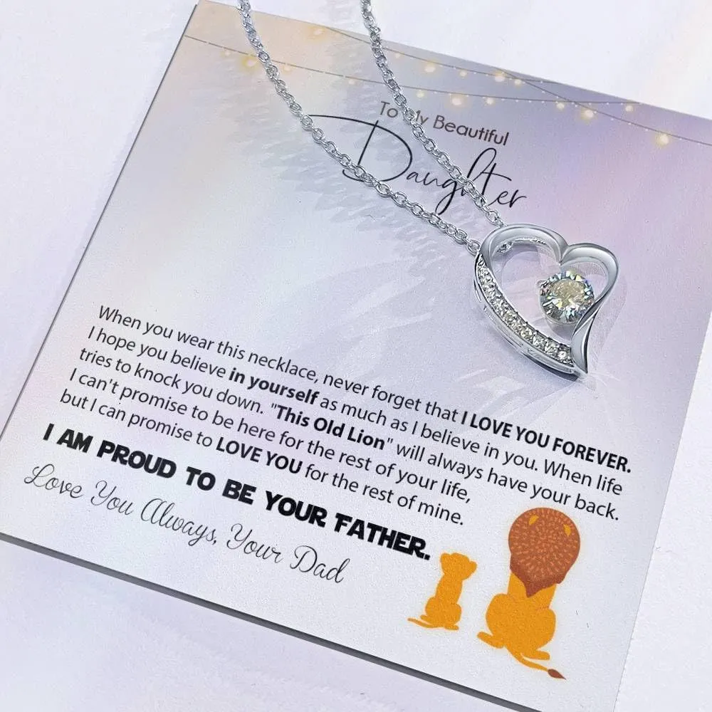 To My Daughter Necklace From Dad, Birthday Gifts For Daughter, Father Daughter Gifts With Inspirational Message Card
