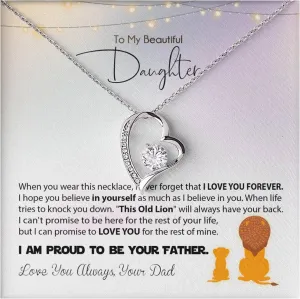 To My Daughter Necklace From Dad, Birthday Gifts For Daughter, Father Daughter Gifts With Inspirational Message Card