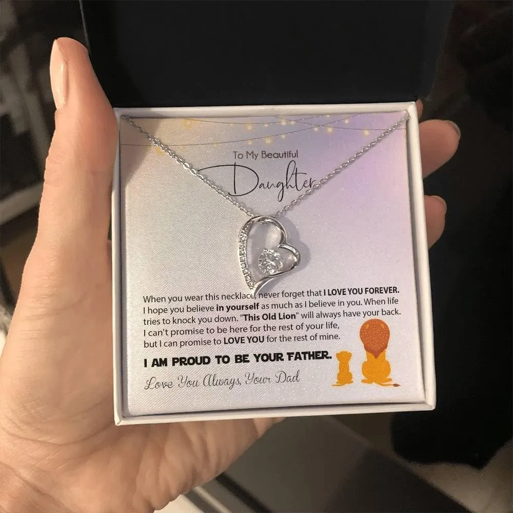 To My Daughter Necklace From Dad, Birthday Gifts For Daughter, Father Daughter Gifts With Inspirational Message Card