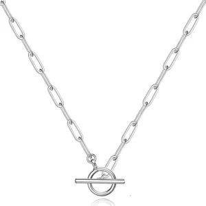 Toggle Necklace 14K Gold Plated Paperclip Chain Choker Stainless Steel Cable Necklaces Jewelry for Women