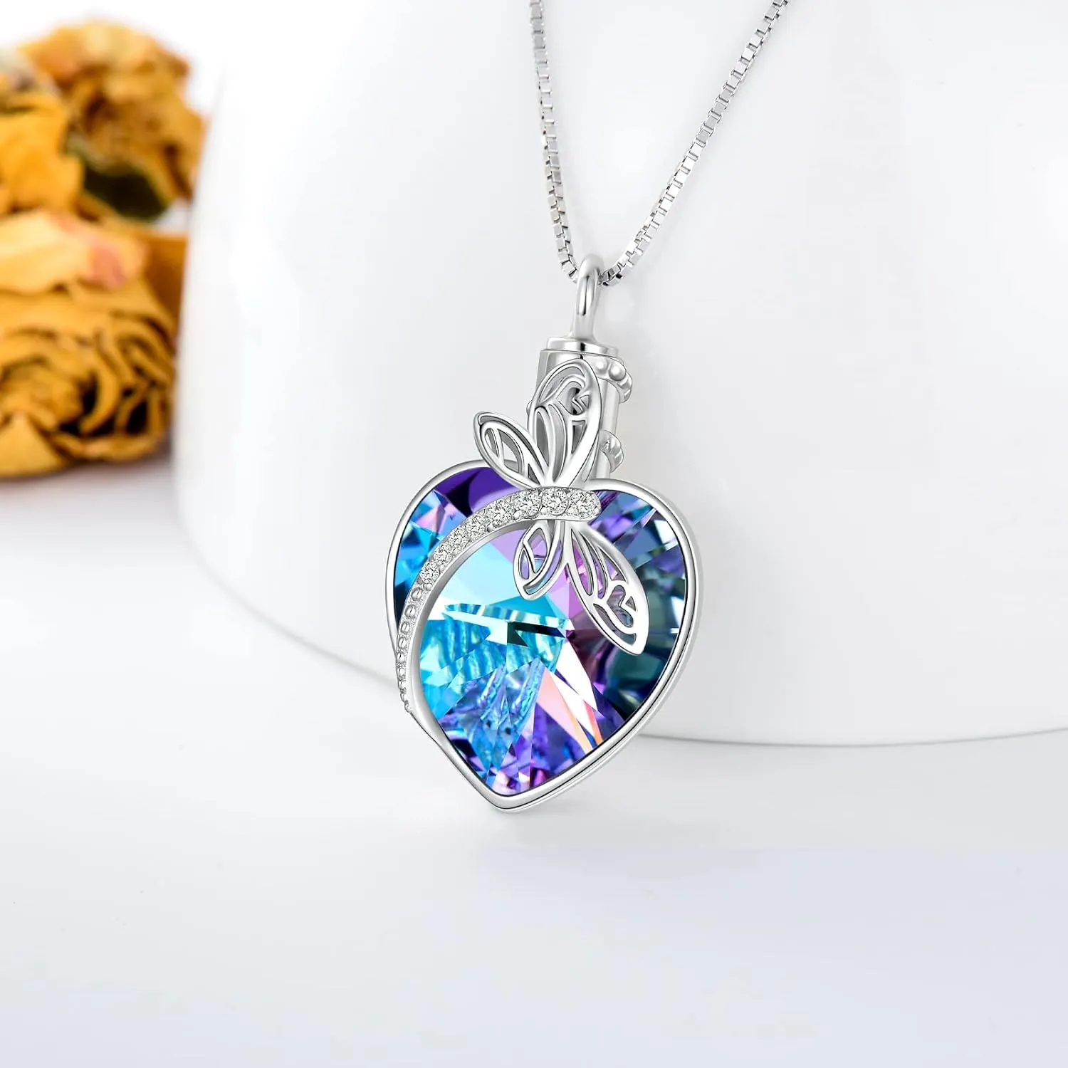 TOUPOP Sterling Silver Dragonfly/Butterfly Pendant Necklace with Crystal Birthday Christmas Jewelry Gifts for Women