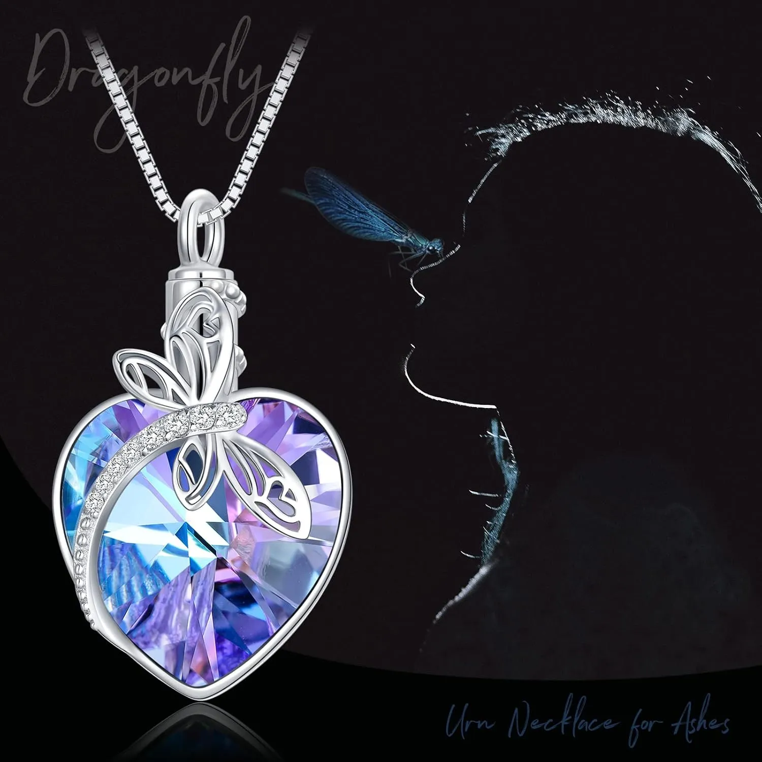 TOUPOP Sterling Silver Dragonfly/Butterfly Pendant Necklace with Crystal Birthday Christmas Jewelry Gifts for Women